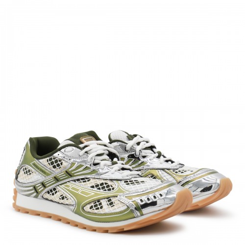 WHITE AND GREEN ORBIT SNEAKERS