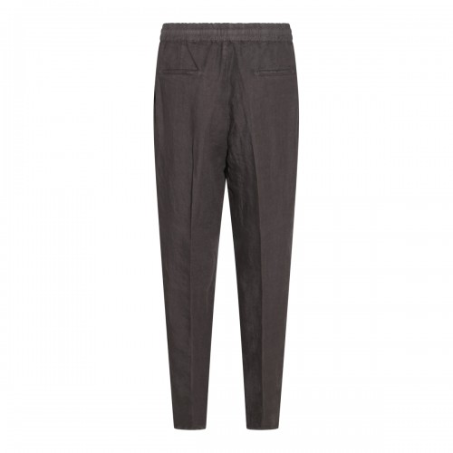 COFFEE BROWN LINEN TRACK PANTS