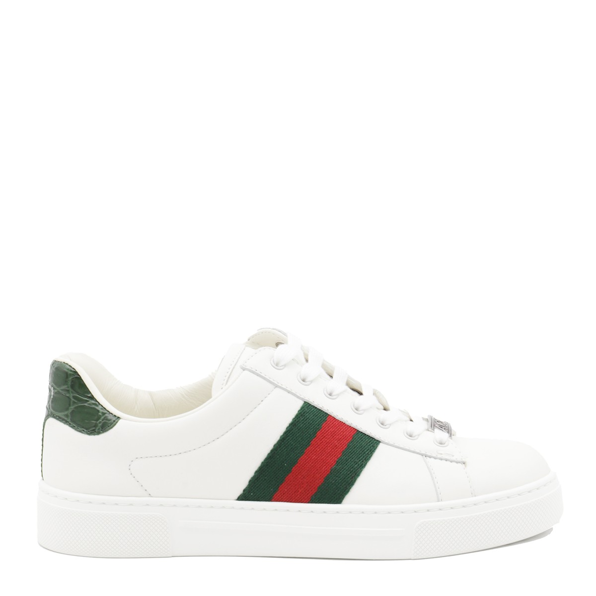 WHITE, GREEN AND RED LEATHER SNEAKERS