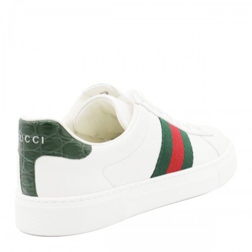 WHITE, GREEN AND RED LEATHER SNEAKERS