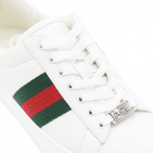 WHITE, GREEN AND RED LEATHER SNEAKERS