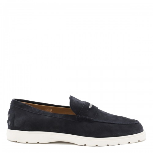 NAVY BLUE LEATHER LOAFERS