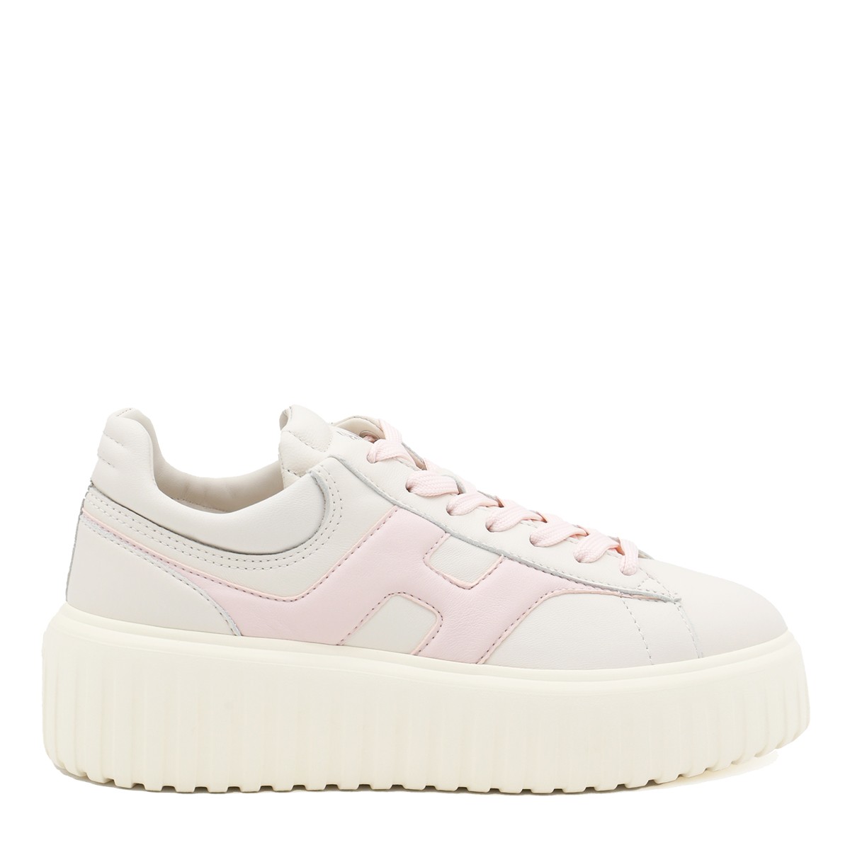 WHITE AND PINK LEATHER SNEAKERS