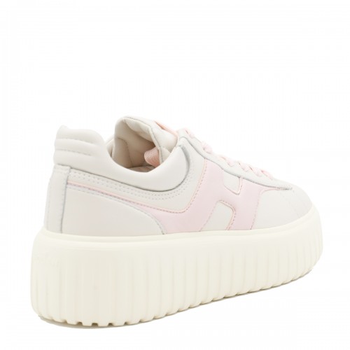 WHITE AND PINK LEATHER SNEAKERS