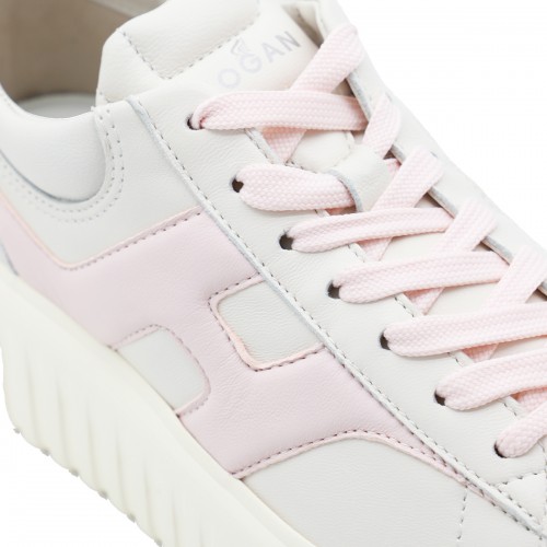 WHITE AND PINK LEATHER SNEAKERS