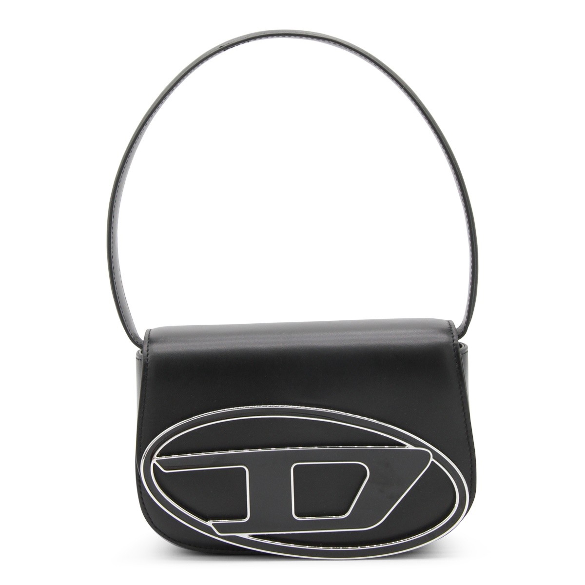 BLACK LEATHER 1DR SHOULDER BAG