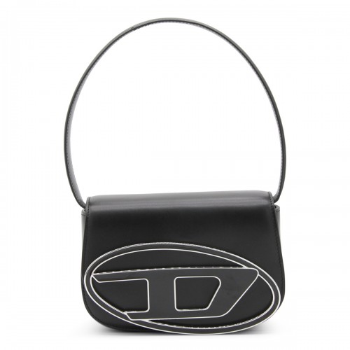 BLACK LEATHER 1DR SHOULDER BAG