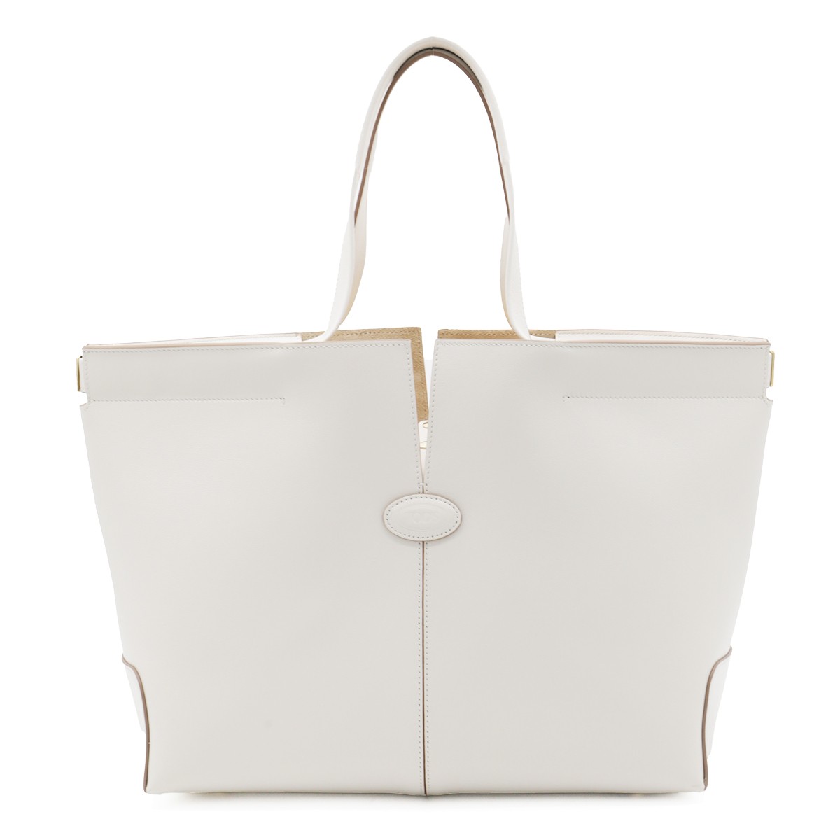 WHITE LEATHER TOP HANDLE BAG