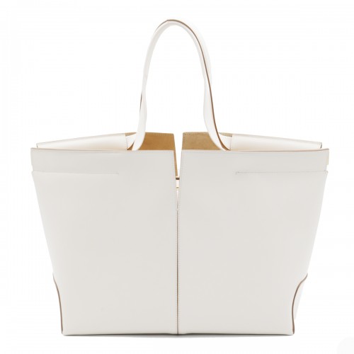 WHITE LEATHER TOP HANDLE BAG