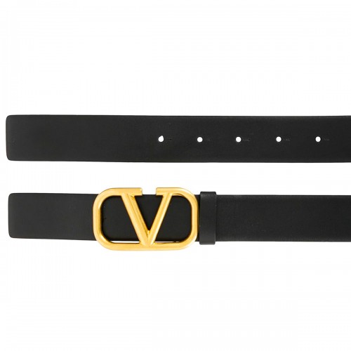 BLACK AND GOLD LEATHER BELT