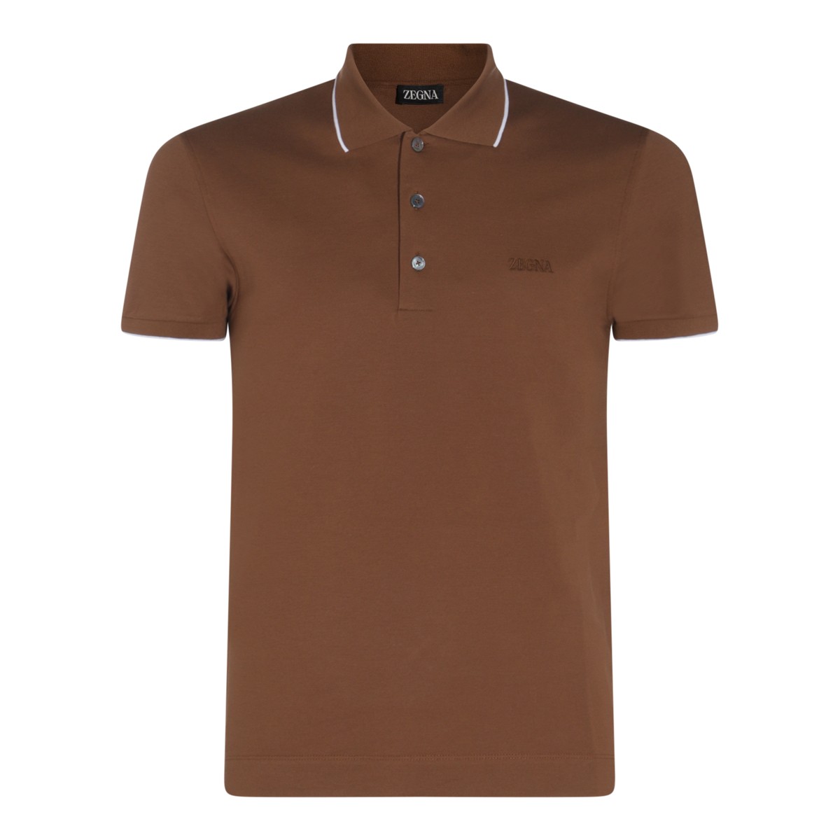 BROWN COTTON POLO SHIRT