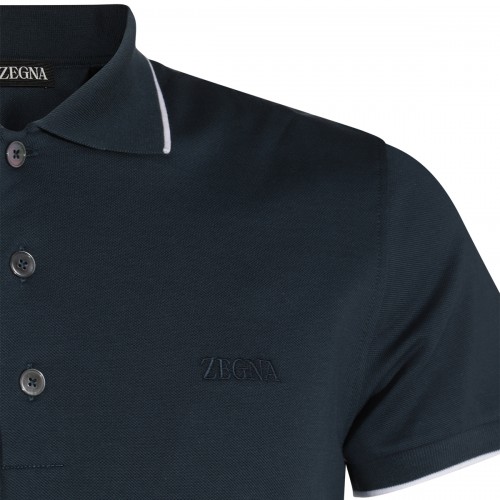 BLUE COTTON POLO SHIRT