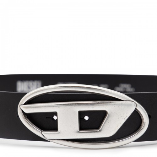 BLACK AND SILVER LEATHER BELT