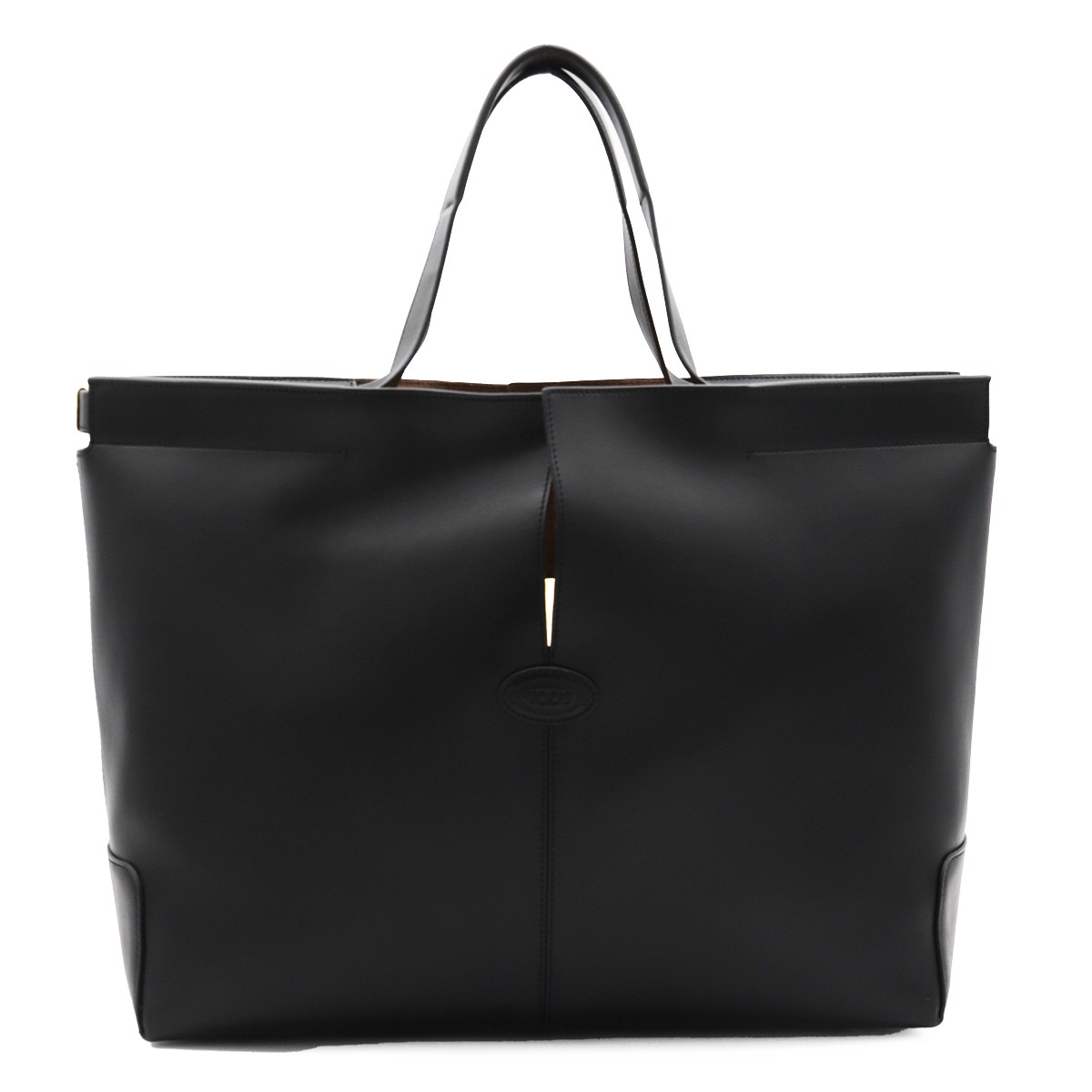 BLACK LEATHER TOP HANDLE BAG