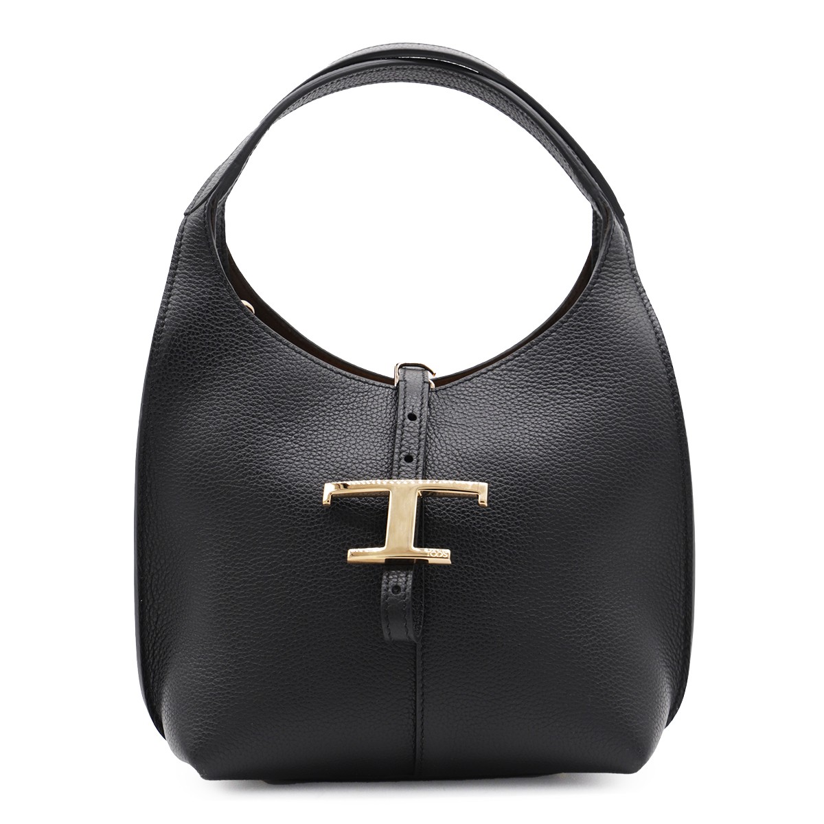 BLACK LEATHER TOP HANDLE BAG