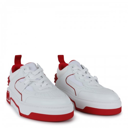 WHITE AND RED LEATHER ASTROLOUBI SNEAKERS