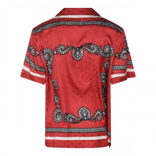 RED, BLACK AND WHITE SILK SHIRT