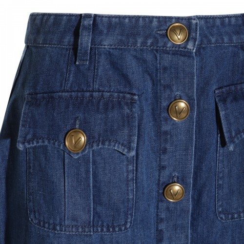 MID BLUE COTTON BLEND DENIM SKIRT