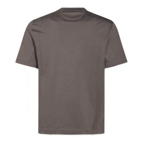 BROWN AND WHITE COTTON T-SHIRT