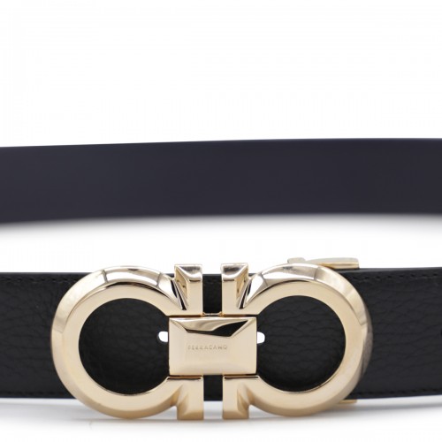 BLACK AND MIDNIGHT BLUE LEATHER BELT