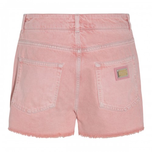 POWDER PINK COTTON DENIM SHORTS