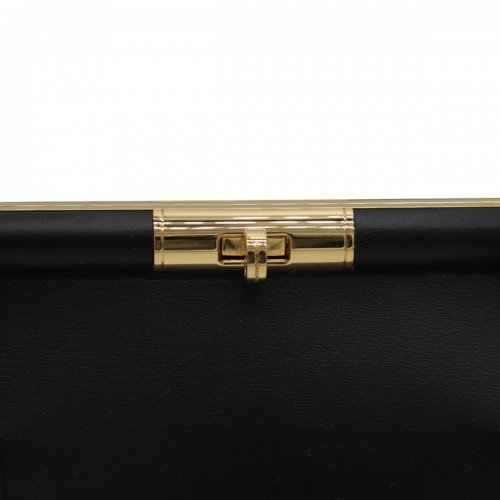 BLACK LEATHER TOP HANDLE BAG