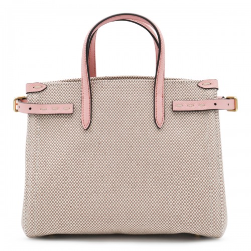 NATURAL AND PINK COTTON ANTIBES MINI TOTES