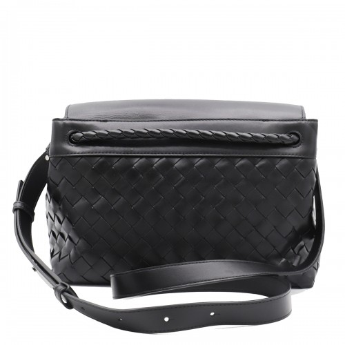 BLACK LEATHER CROSSBODY BAG