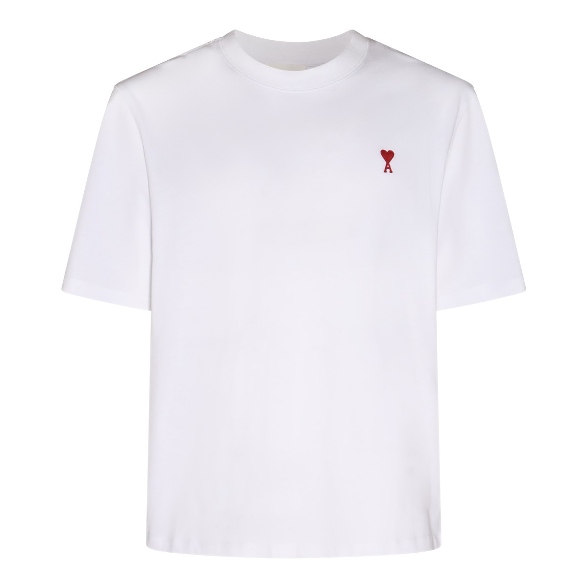 WHITE AND RED COTTON AMI DE COEUR T-SHIRT