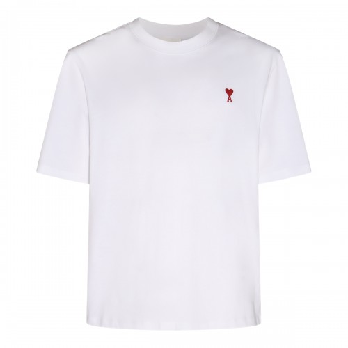 WHITE AND RED COTTON AMI DE COEUR T-SHIRT