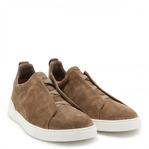 CAMEL SUEDE TRIPLE STICK SNEAKERS