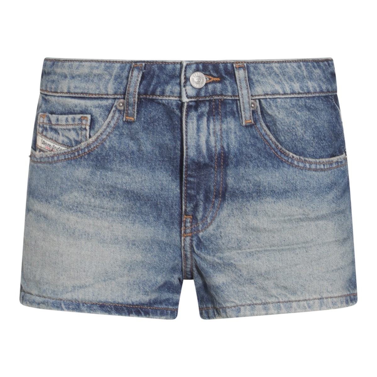 MID BLUE COTTON DENIM SHORTS