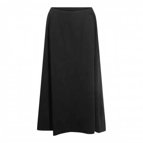 BLACK COTTON MIDI SKIRT