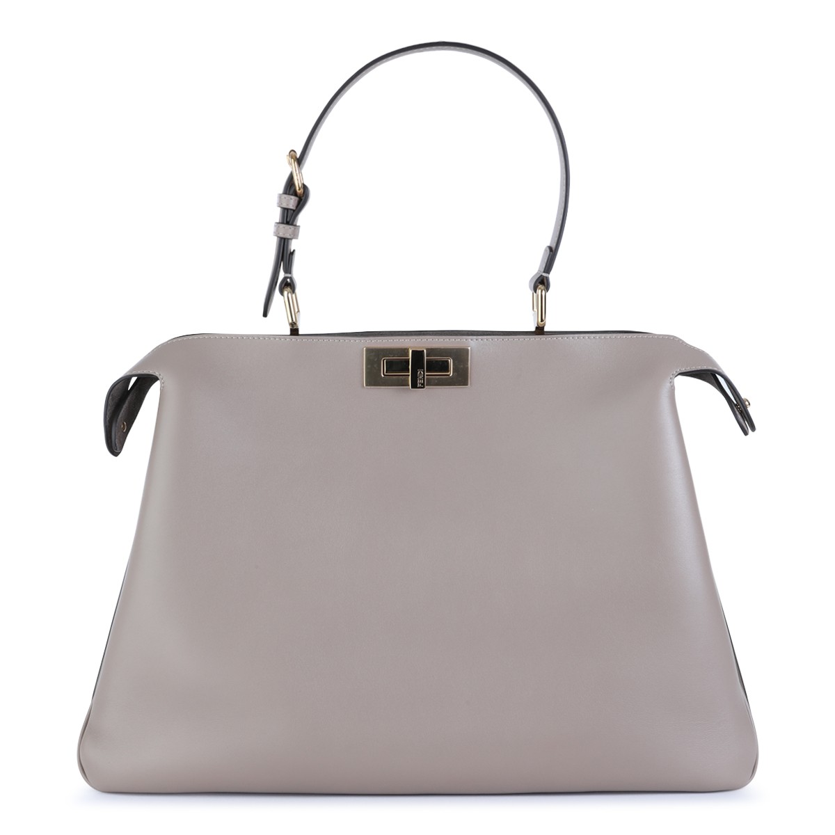 GREY LEATHER PEKABOO SOFT LARGE TOP HANDLE BAG