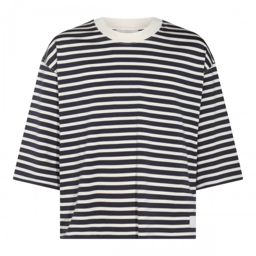 NAVY BLUE AND IVORY COTTON T-SHIRT