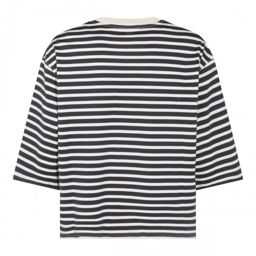 NAVY BLUE AND IVORY COTTON T-SHIRT