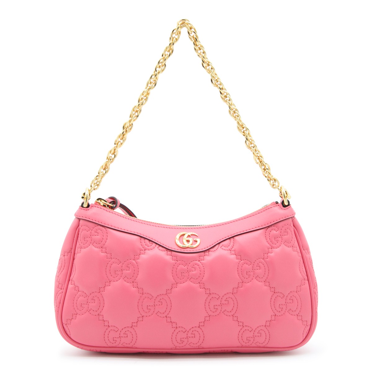 RHODAMI PINK AND NATURAL LEATHER GG MATELASSE' CROSSBODY BAG