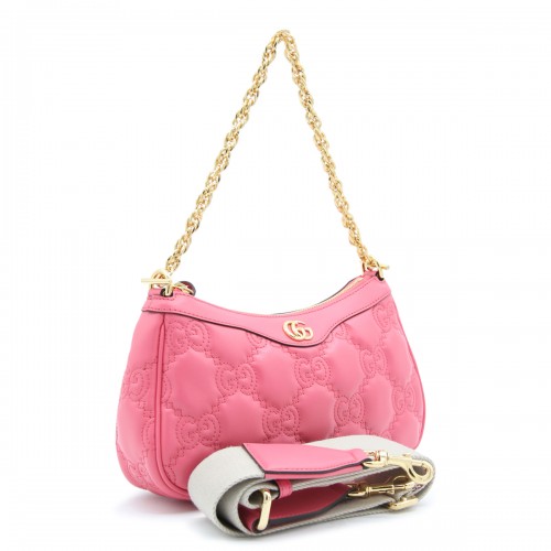 RHODAMI PINK AND NATURAL LEATHER GG MATELASSE' CROSSBODY BAG