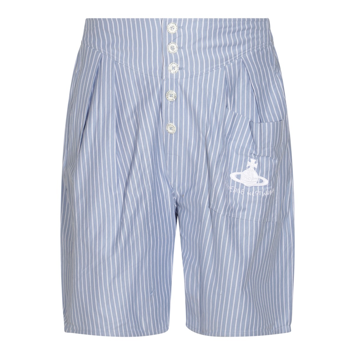 LIGHT BLUE AND WHITE COTTON SHORTS