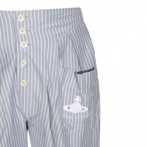 LIGHT BLUE AND WHITE COTTON SHORTS