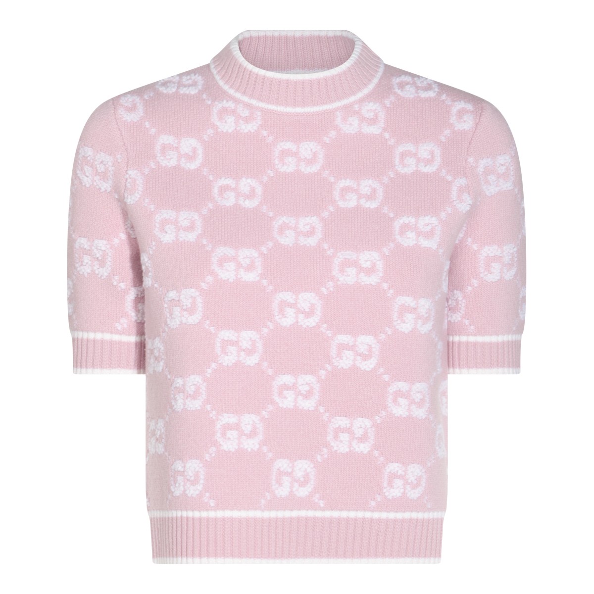 LIGHT PINK AND WHITE WOOL JUMPER