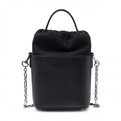 BLACK LEATHER 5AC BUCKET BAG