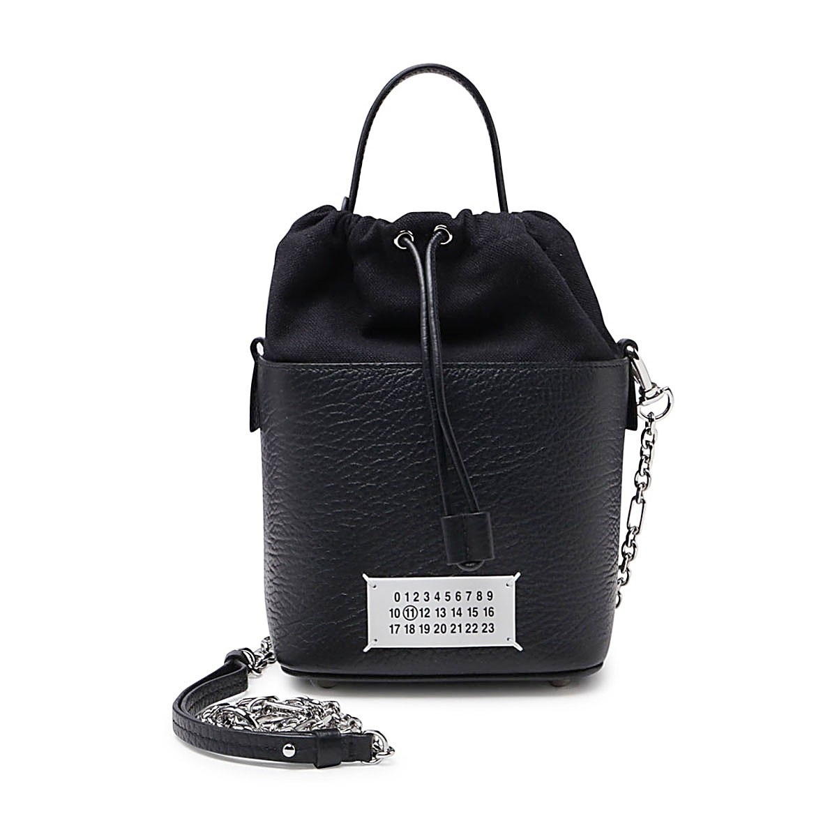 BLACK LEATHER 5AC BUCKET BAG