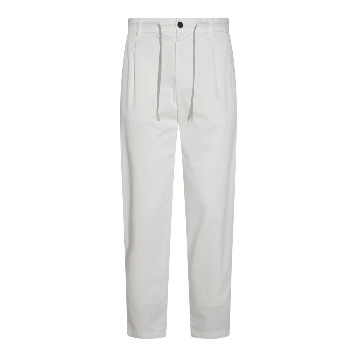 WHITE COTTON BLEND PANTS