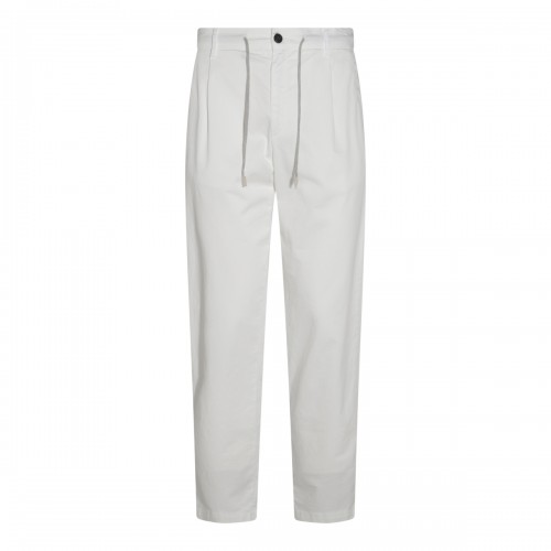 WHITE COTTON BLEND PANTS