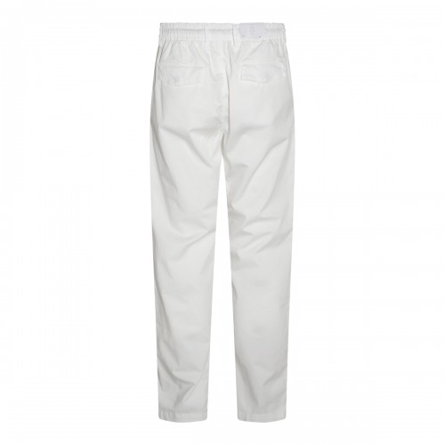 WHITE COTTON BLEND PANTS