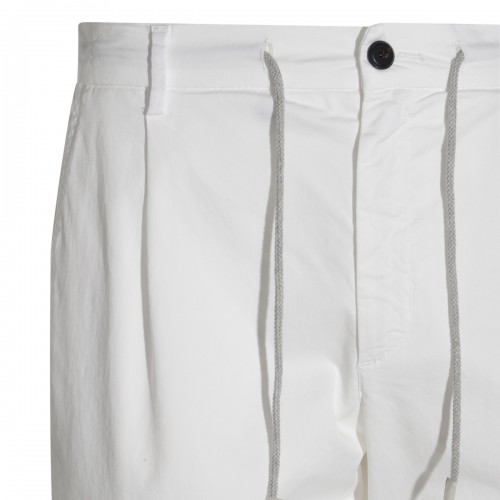 WHITE COTTON BLEND PANTS