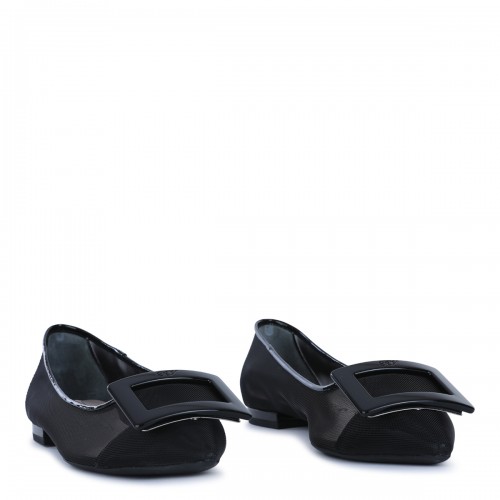 BLACK CANVAS BALLERINA SHOES