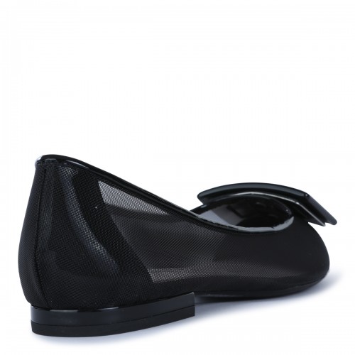 BLACK CANVAS BALLERINA SHOES