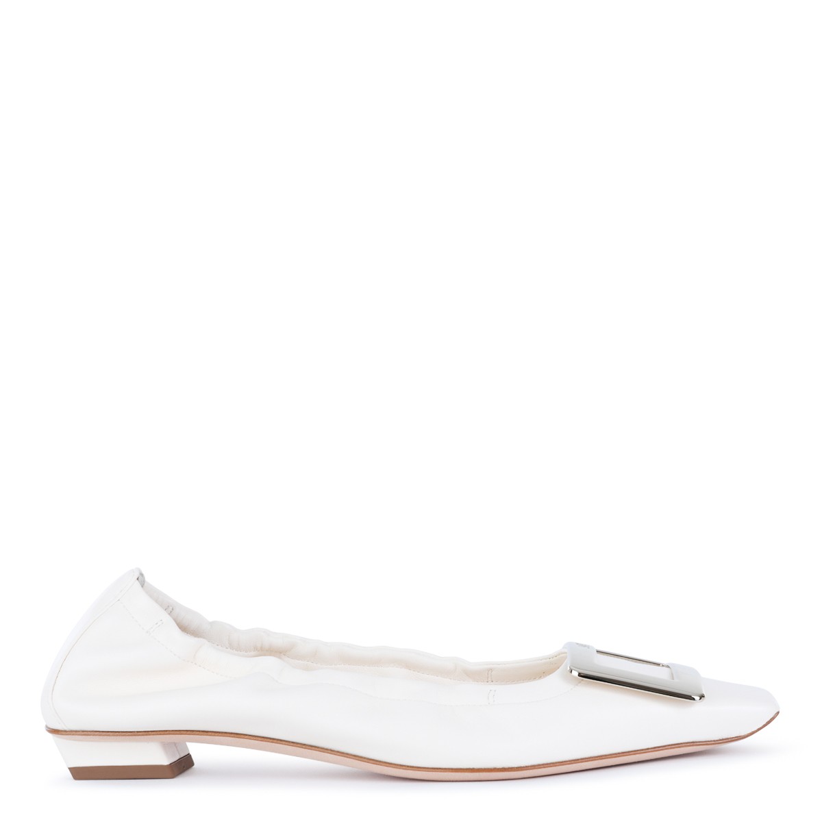 WHITE LEATHER BALLERINA SHOES